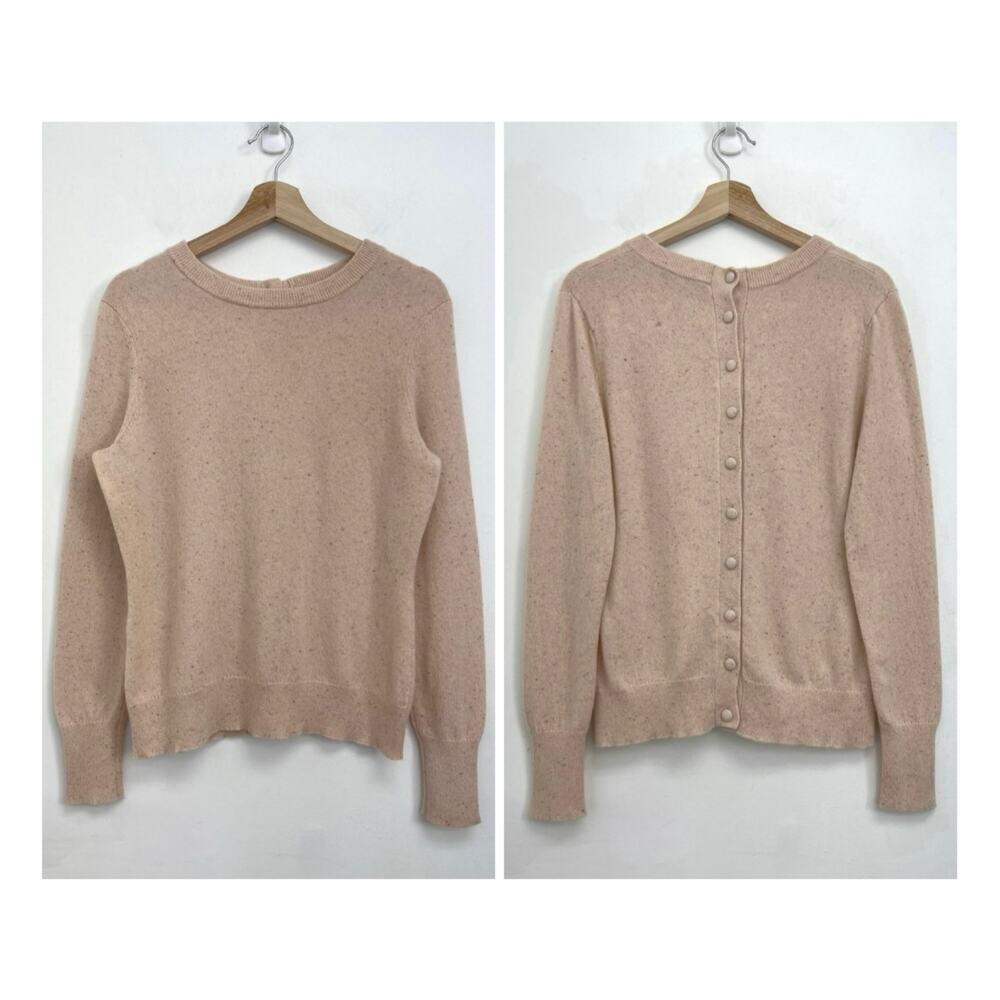 Altuzarra 100% Cashmere Speckled Knit Button Back Crewneck Luxury Sweater - L